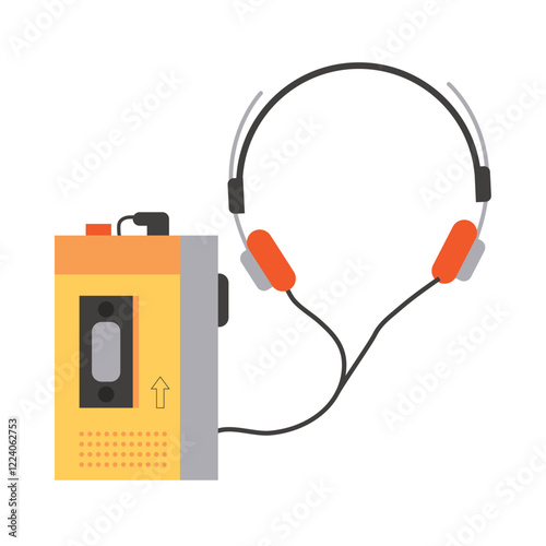 Portable cassette player with headphones icon