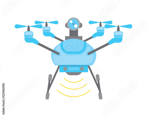 Hexacopter drone with blue body