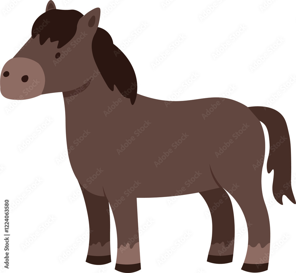 Fototapeta premium A vibrant and detailed illustration of a farm animal horse. Perfect for agricultural themes, farm-related content and countryside illustrations. Ideal for use in children’s books and posters