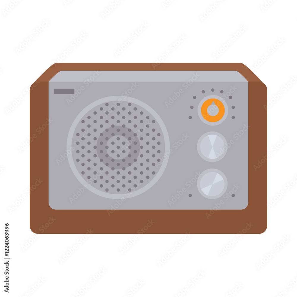 Retro wooden radio with dials illustration Retro wooden radio with dials illustration