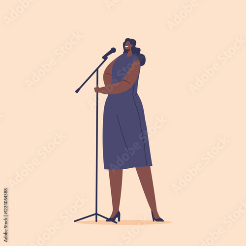 Black Female Singer Character Delivers Soulful Jazz Performances With Her Powerful And Captivating Voice