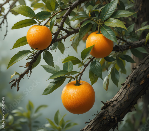 mandrin oranges on tree photo