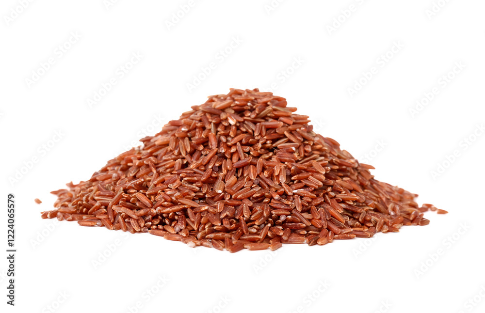 Heap of raw brown rice on white background Heap of raw brown rice on white background