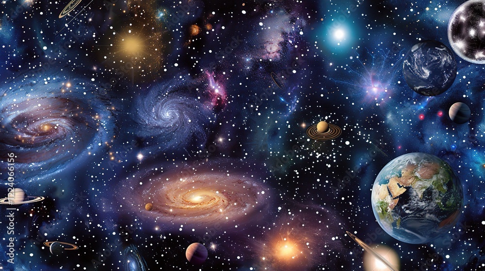 A breathtaking view of the universe with a starry sky as the backdrop and the Earth prominently displayed. This magnificent scene showcases the vastness and wonder of the cosmos A breathtaking view of the universe with a starry sky as the backdrop and the Earth prominently displayed. This magnificent scene showcases the vastness and wonder of the cosmos