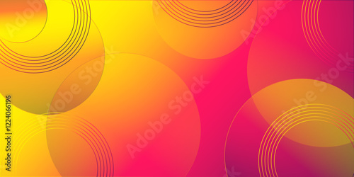 Modern abstract gradian background with transparent layers circle shape with shadow. pink and yellow technology concept background. abstract template design Banner Pattern texture concept.