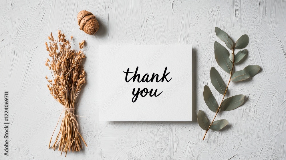 Naklejka premium Artistic letter design thank you card soft grey theme home decor