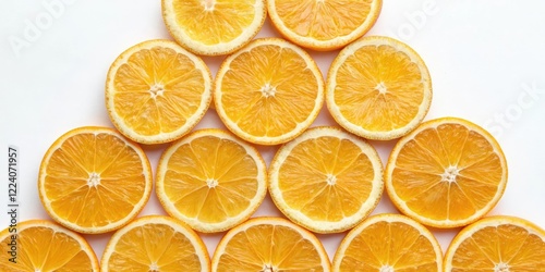 A stylized arrangement of sliced oranges forms a geometric pattern that adds texture and visual interest to any room, stylized designs, abstract art, , colorful textures