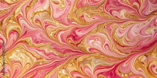 Vintage Style Photography of a Pink and Gold Marbled Surface with Elegant Gold Border for Home Decor and Art Prints