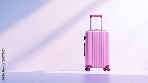 Modern, Sleek Pink Suitcase Designed for Women Against Pristine White Background: Capturing the Essence of a Sunny Summer Day and Evoking a Sense of Wanderlust