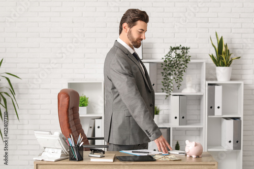 Businessman in a gray suit ...
