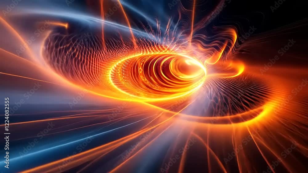 Abstract fiery vortex swirling into a glowing orange core. Abstract fiery vortex swirling into a glowing orange core.