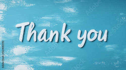 Elegant thank you card design minimalist letter style blue background photo