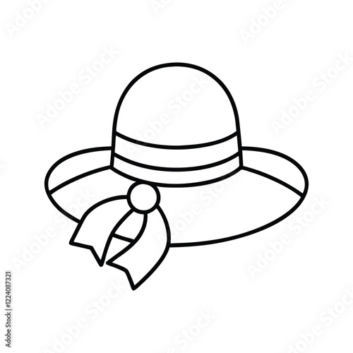 sun hat with a ribbon isolated on white background