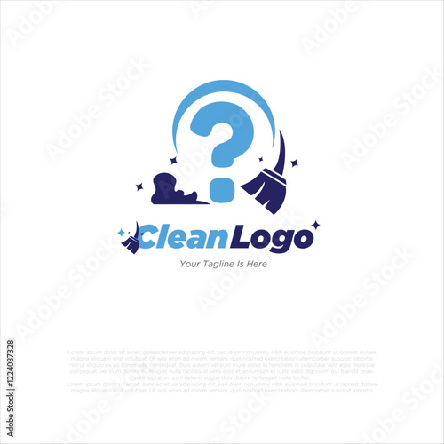 ? initial letter combine with broom for cleaning service, house maintenance, repair, housecleaning, logo vector template concept