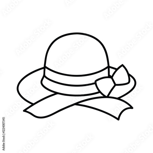 sun hat with a ribbon isolated on white background