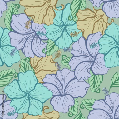 Hibiscus flower pattern calm color