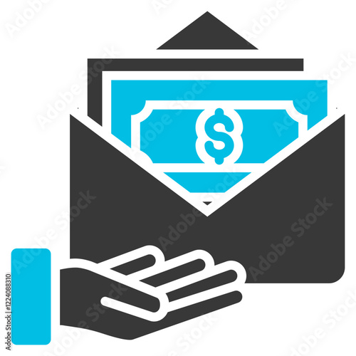 Earning Glyph Blue Grey Icon