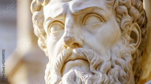 Ancient Greek Philosopher Marble Bust in Thoughtful Expression : Generative AI photo