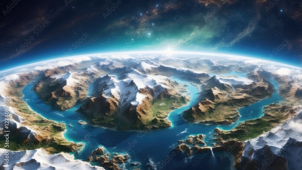 Obraz premium A digitally rendered image of Earth viewed from space,