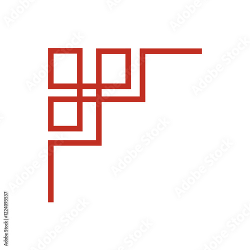 Chinese frame corner. Traditional Asian pattern. For decoration of banner, holiday card and Asian culture product. Vector illustration isolated on white background