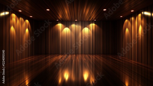 Illuminated Wooden Room Interior Design photo