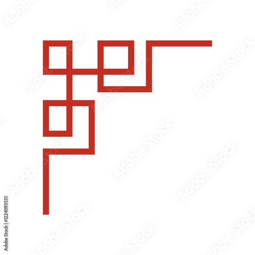 Chinese frame corner. Traditional Asian pattern. For decoration of banner, holiday card and Asian culture product. Vector illustration isolated on white background
