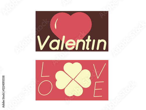 Set of Valentine's day  14 february retro card. Vector illustration
