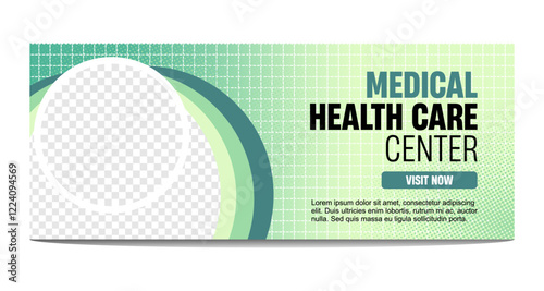Medical healthcare social media banner design, web banner template, timeline cover post. Vector Eps