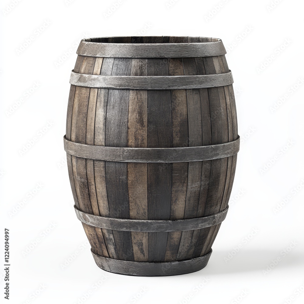 Rustic wooden barrel isolated on white background. Rustic wooden barrel isolated on white background.