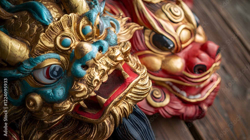 Colorful ceremonial mask, intricately designed with vibrant patterns and textures, showcasing cultural artistry, eye-catching detail. Colorful ceremonial mask, intricately designed with vibrant patterns and textures, showcasing cultural artistry, eye-catching detail.