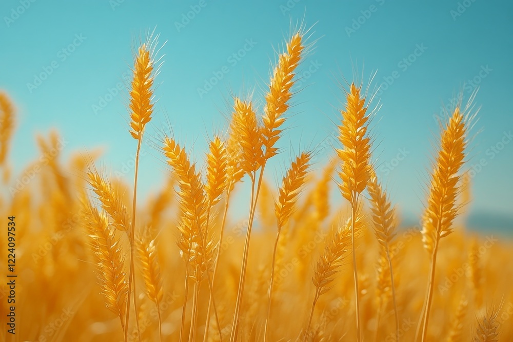 Obraz premium Golden Serenity: A Captivating View of a Wheat Field in Motion under the Gentle Breeze of Nature's Touch