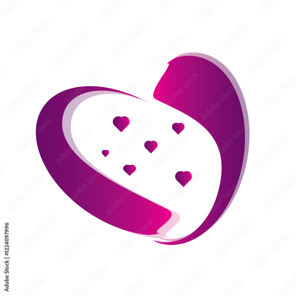 Love Heart Symbol Icon Collection. Editable and recolorable. On blank background.