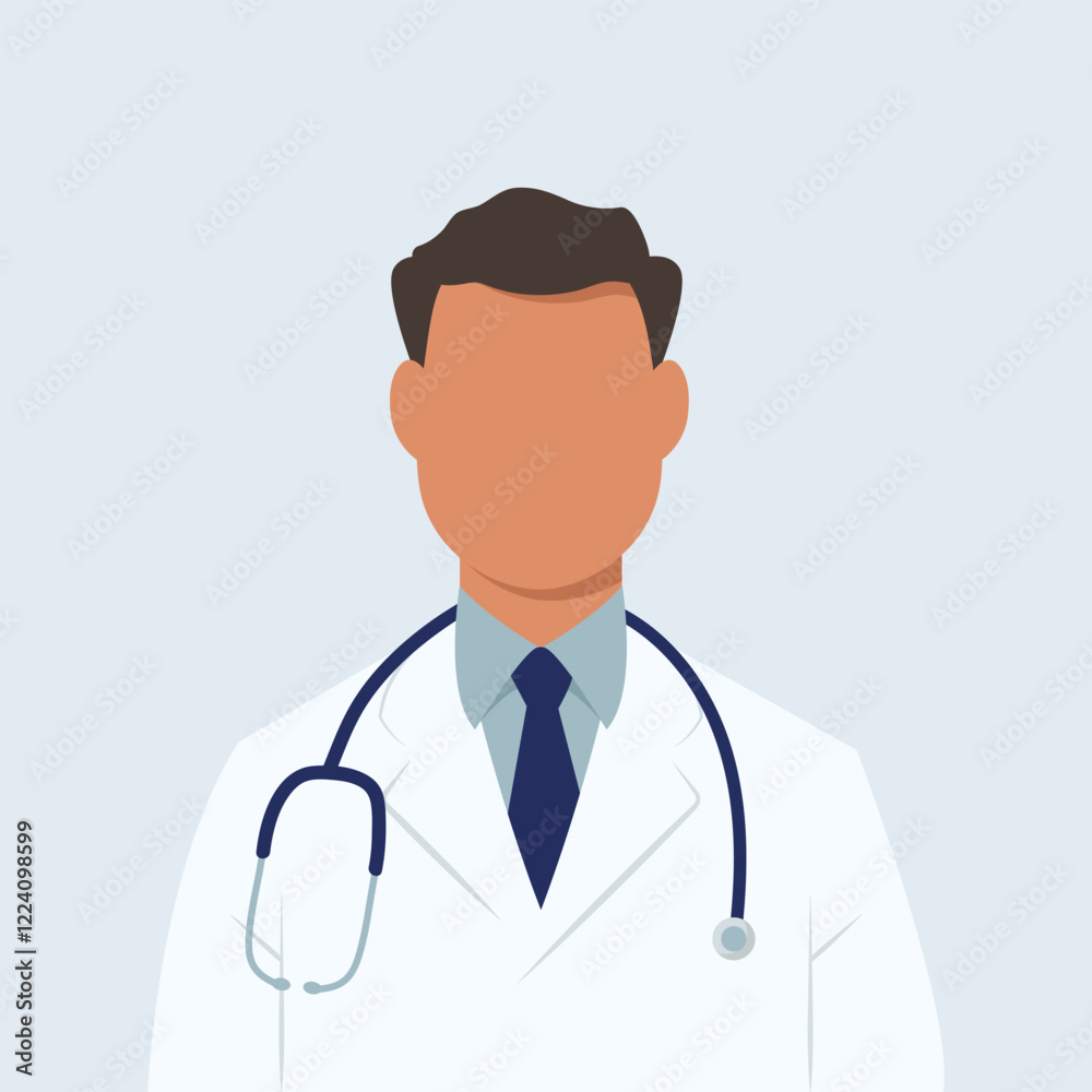 Medical doctor in white coat. Doctor male icon. Vector illustration Medical doctor in white coat. Doctor male icon. Vector illustration