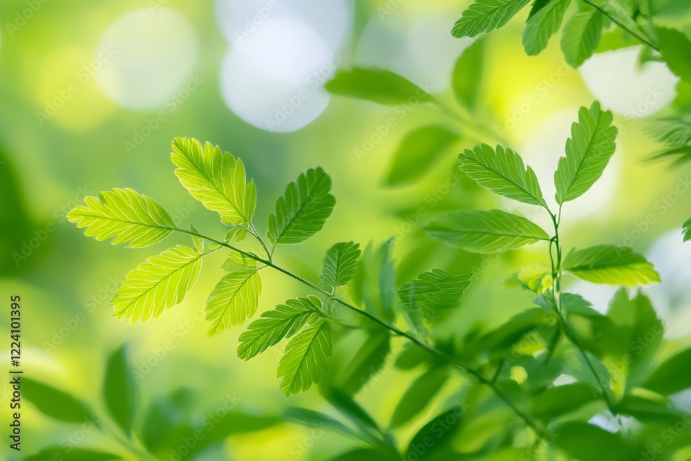 Serene Springtime: A Close-Up of Vibrant Green Leaves Serene Springtime: A Close-Up of Vibrant Green Leaves