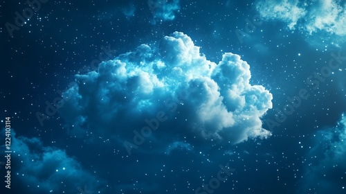 Vast Blue Sky Illuminated by Distant Stars and Soft Fluffy Clouds Creating a Tranquil and Dreamy Atmosphere Perfect for Nighttime Reflections and Contemplation in Nature's Embrace and Beauty photo