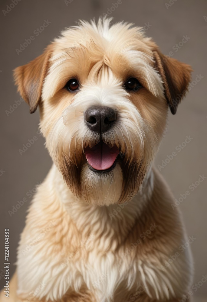 Adorable soft coated wheaten terrier with fluffy white and brown fur, domestic, loyal Adorable soft coated wheaten terrier with fluffy white and brown fur, domestic, loyal