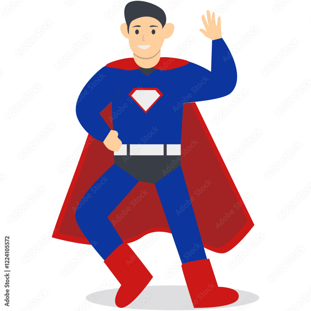 Man Superhero Illustration in Flat Cartoon Design. Isolated Vector Character. Man Superhero Illustration in Flat Cartoon Design. Isolated Vector Character.
