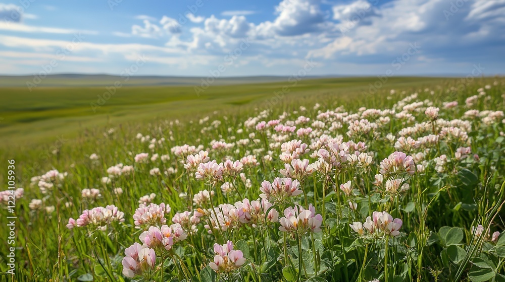 Lively White Clover Blooms Create a Colorful Tapestry in Prairie Ecosystems, Attracting a Harmonious Buzz of Insects and Seamlessly Integrating into the Rich Fabric of Grasslands. Lively White Clover Blooms Create a Colorful Tapestry in Prairie Ecosystems, Attracting a Harmonious Buzz of Insects and Seamlessly Integrating into the Rich Fabric of Grasslands.