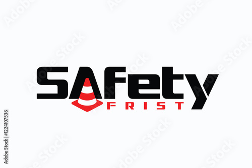 safety first logo, safety logo with cone concept