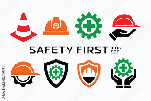 Safety first icon set, safety icon logo set