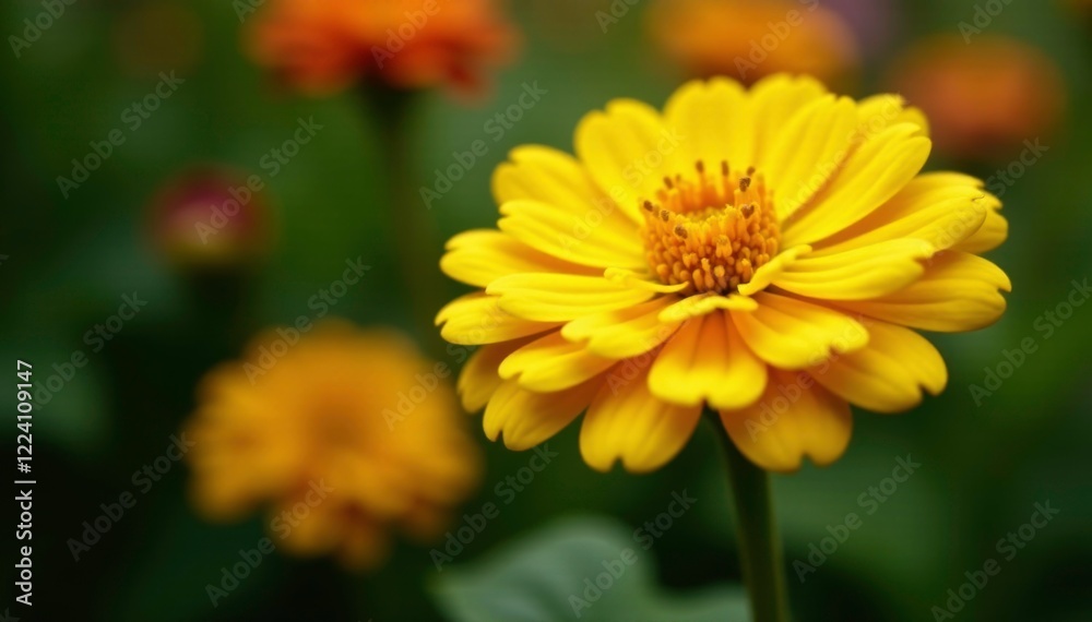 Soft yellow petals of Zinnia flower in a garden, gently swaying, , petal colors, garden flowers Soft yellow petals of Zinnia flower in a garden, gently swaying, , petal colors, garden flowers