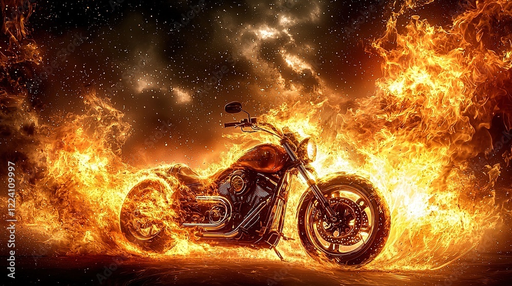 Fiery Motorcycle: Blaze, Ride, Power Fiery Motorcycle: Blaze, Ride, Power