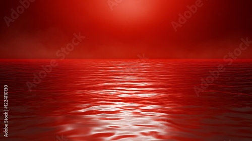 Red Water Reflecting Light A Crimson Seascape