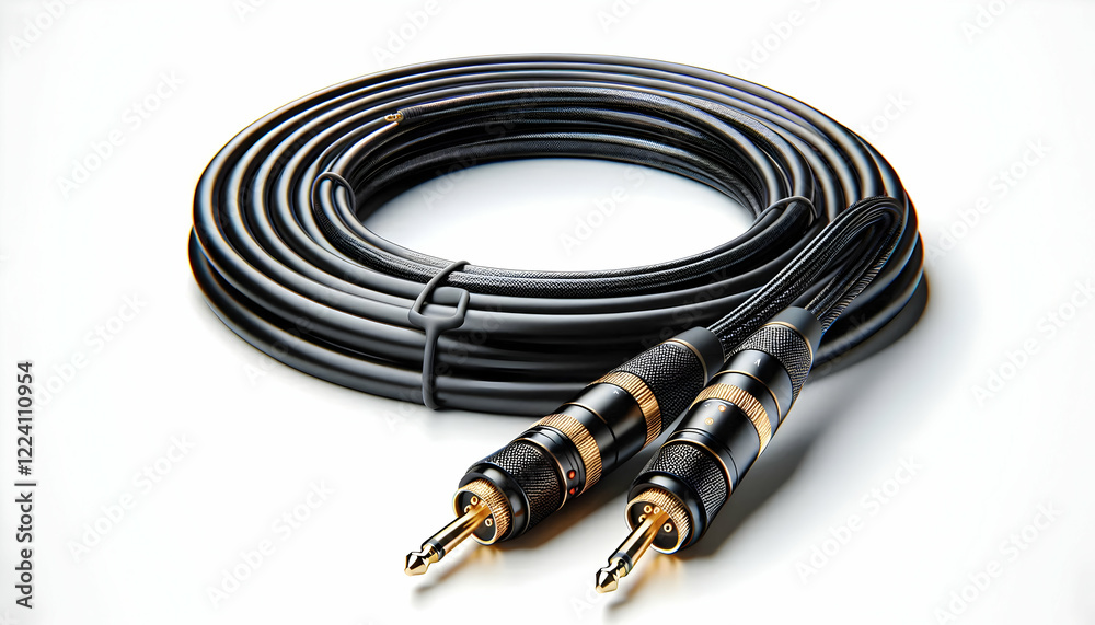 Gadget A pair of professional TS audio cables with gold-plated connectors, black coiled design, and durable2 Gadget A pair of professional TS audio cables with gold-plated connectors, black coiled design, and durable2