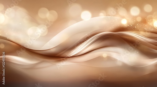 Abstract Brown Waves with Golden Lights Background