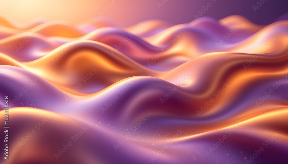 Obraz premium Abstract Purple and Gold Waves Digital Art