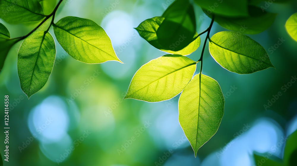Sunlit Green Leaves Closeup Showing Natural Beauty and Freshness : Generative AI Sunlit Green Leaves Closeup Showing Natural Beauty and Freshness : Generative AI