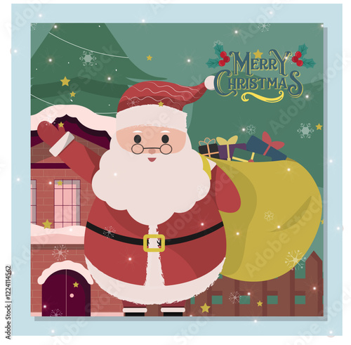 Santa clause gift event Merry Christmas background flat design and happy new year