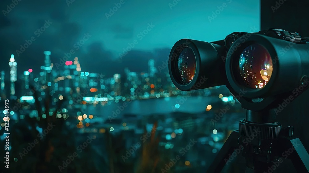 Night City Views Through Binoculars Night City Views Through Binoculars