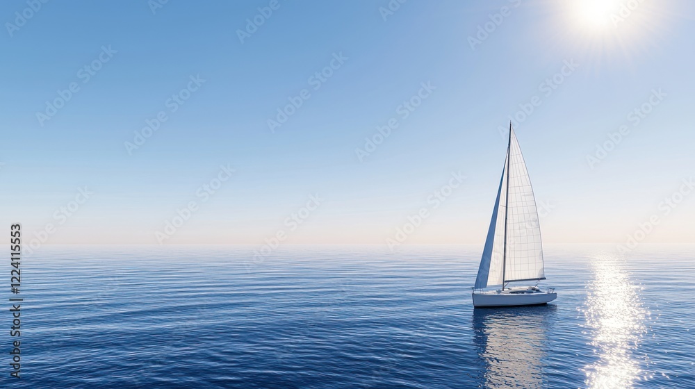 Obraz premium Sailboat on Calm Ocean at Sunset